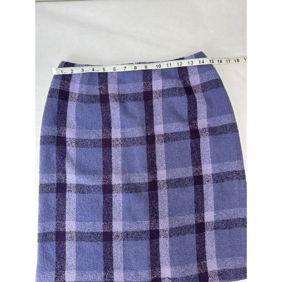 Twee Vintage Plaid Pencil Skirt Wool Pendleton Purple Size 6 Preppy Grease - Picture 2 of 6